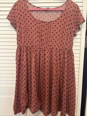 Torrid Dusty Rose Polka Dot Midi Dress